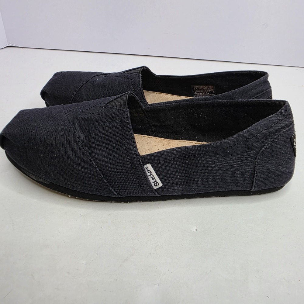 Sketchers Black Womens Slip On Shoes Size 8W